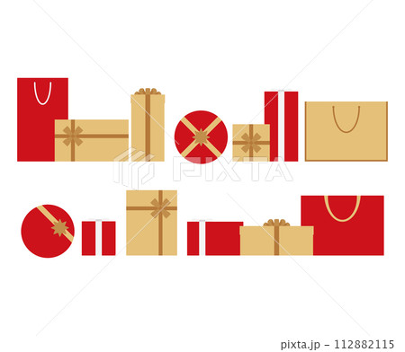 gold and red color gifts box set illustration gold and red color gifts box set illustration 112882115