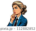 どうすべきか悩んでいるアメコミ調のビジネスウーマン 112882852