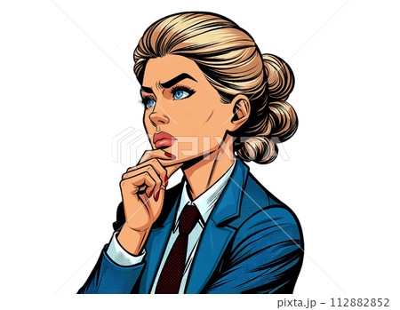 どうすべきか悩んでいるアメコミ調のビジネスウーマン 112882852