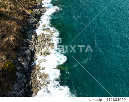 Summer sea waves nature background,Drone aerial view ocean background Summer sea waves nature background,Drone aerial view ocean background 112883059