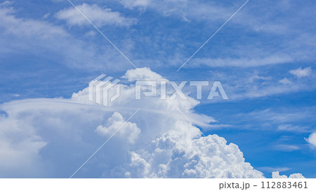 真夏の青空に発生した積乱雲 112883461