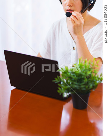 z世代 が リモート で 人事面談 ( 1 on 1 )を受ける【 リモートワーク の イメージ 】 112884035