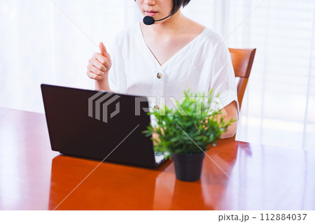 z世代 が リモート で 人事面談 ( 1 on 1 )を受ける【 リモートワーク の イメージ 】 112884037