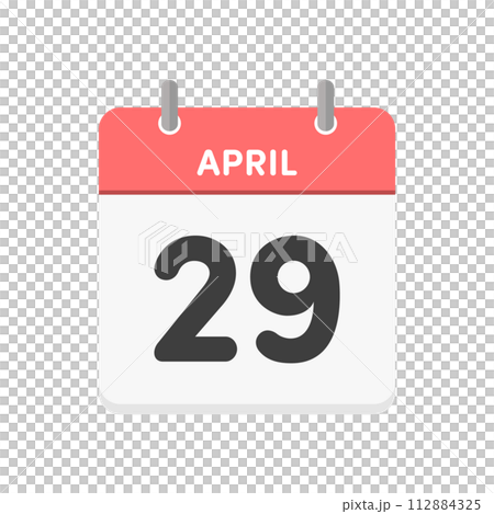 4月29日･April 29.の日めくりカレンダーのアイコン - 4/29や昭和の日のイメージ素材 112884325