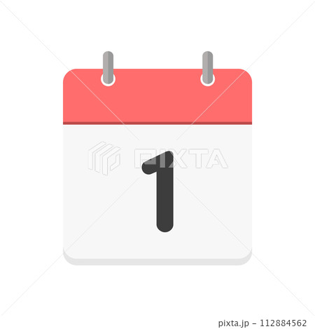 1日の日付と日めくりカレンダーのアイコン - シンプルな月初･カウントダウン･1点のイメージ 112884562