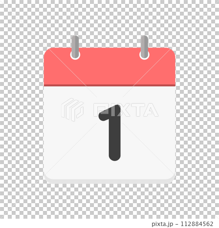 1日の日付と日めくりカレンダーのアイコン - シンプルな月初･カウントダウン･1点のイメージ 112884562