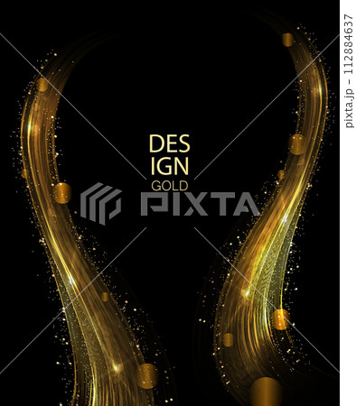 Gorgeous illustration with a gold-colored arc, small shiny tinsel 112884637