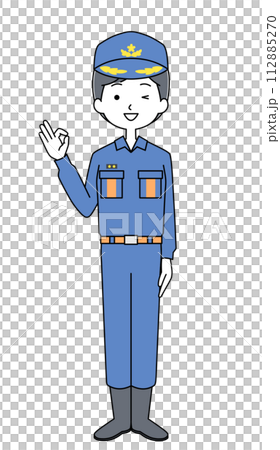 オッケーサイン 消防士(活動服)のイラスト オッケーサイン 消防士(活動服)のイラスト 112885270
