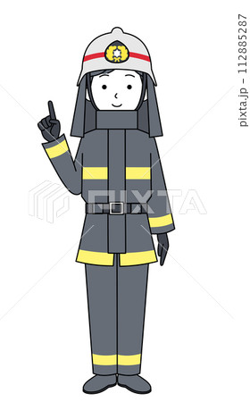 指差し 消防士(防火服)のイラスト 指差し 消防士(防火服)のイラスト 112885287