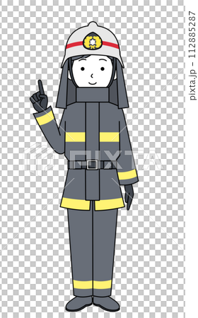 指差し 消防士(防火服)のイラスト 指差し 消防士(防火服)のイラスト 112885287