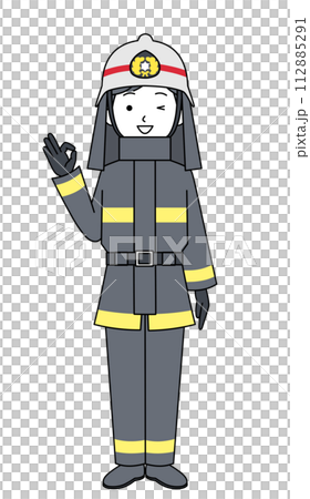 オッケーサイン 消防士(防火服)のイラスト オッケーサイン 消防士(防火服)のイラスト 112885291