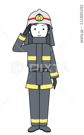 敬礼 消防士(防火服)のイラスト 敬礼 消防士(防火服)のイラスト 112885292