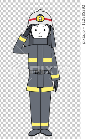 敬礼 消防士(防火服)のイラスト 敬礼 消防士(防火服)のイラスト 112885292