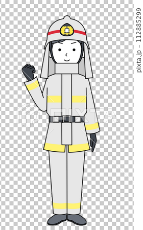 ガッツポーズ 消防士(防火服)のイラスト ガッツポーズ 消防士(防火服)のイラスト 112885299