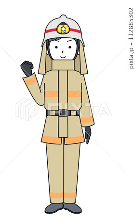 ガッツポーズ 消防士(防火服)のイラスト ガッツポーズ 消防士(防火服)のイラスト 112885302