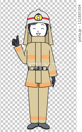 Okay sign illustration of firefighter (fire protection suit) Okay sign illustration of firefighter (fire protection suit) 112885304