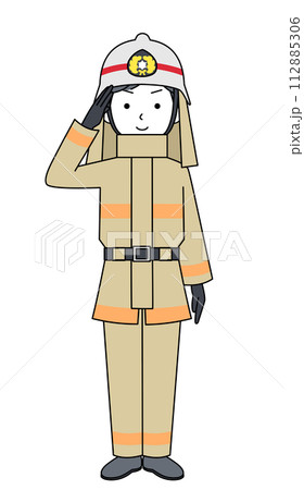 敬礼 消防士(防火服)のイラスト 敬礼 消防士(防火服)のイラスト 112885306