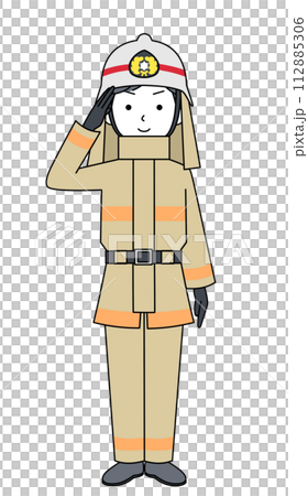 敬礼 消防士(防火服)のイラスト 敬礼 消防士(防火服)のイラスト 112885306