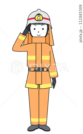 敬礼　消防士（レスキュー隊・防火服） 112885309