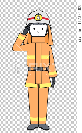 敬礼　消防士（レスキュー隊・防火服） 112885309