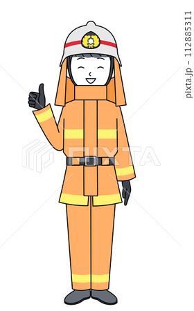 グッドサイン　消防士（レスキュー隊・防火服） 112885311