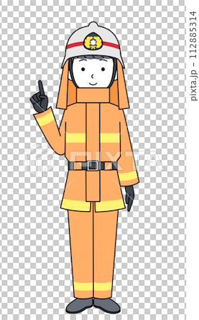 指差し　消防士（レスキュー隊・防火服） 112885314