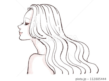 女性・女の子の横顔イラスト素材 112885444