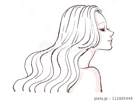 女性・女の子の横顔イラスト素材 112885449