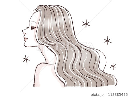 女性・女の子の横顔イラスト素材 112885456