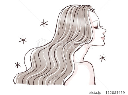 女性・女の子の横顔イラスト素材 112885459