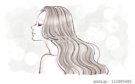 女性・女の子の横顔イラスト素材 112885485