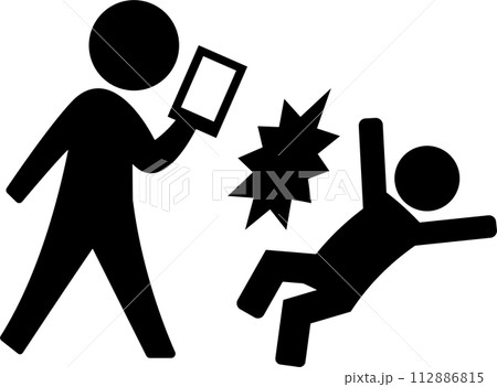 ピクトグラム「歩きスマホ・マナー違反」 ピクトグラム「歩きスマホ・マナー違反」 112886815