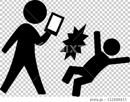 ピクトグラム「歩きスマホ・マナー違反」 ピクトグラム「歩きスマホ・マナー違反」 112886815