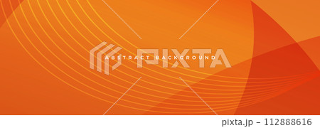 Orange abstract background with curves and circular stripes. 112888616