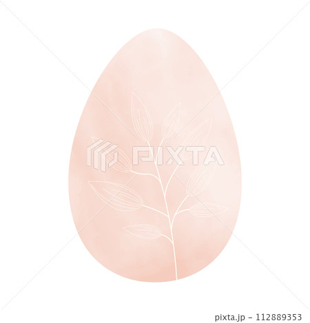 Watercolor easter egg silhouette with white elements. Vector illustration isolated on white background, template for poster, icon, card, logo, label. 112889353