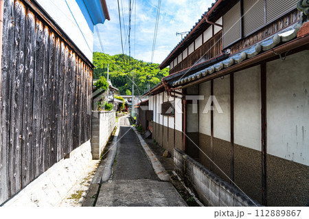 【重要伝統的建造物群保存地区】福住　初夏の福住中地区の路地の風景　兵庫県丹波篠山市 112889867