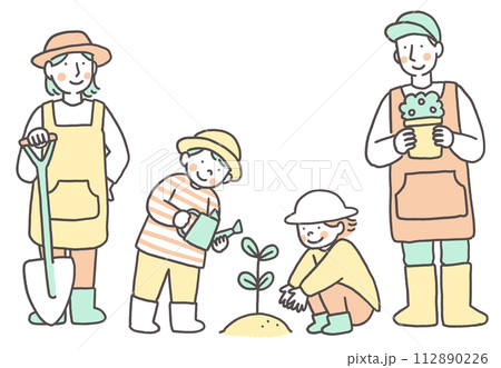 ガーデニングを楽しむ家族 112890226