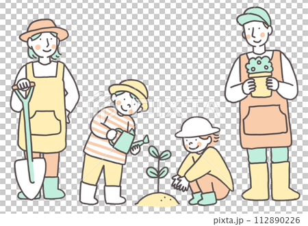 ガーデニングを楽しむ家族 112890226