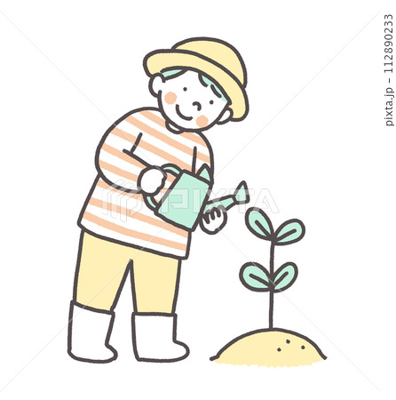 苗を植える子供 112890233