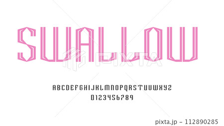 Set of alphabets font letters and numbers 112890285