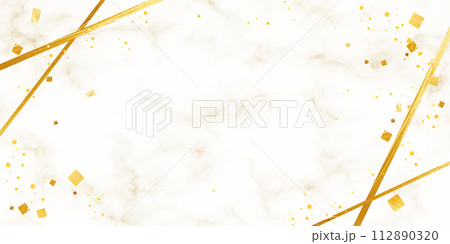 金粉と金箔の装飾が飛び散る抽象的背景　横長 112890320