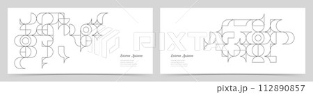 幾何学 抽象 サークル パターン レトロ 背景 セット 112890857