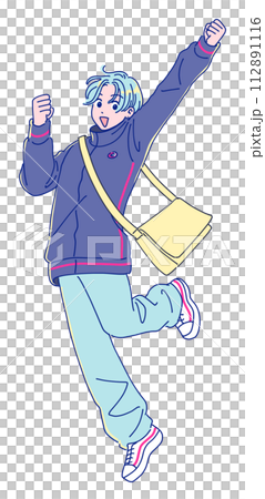 anime style jumping woman 112891116