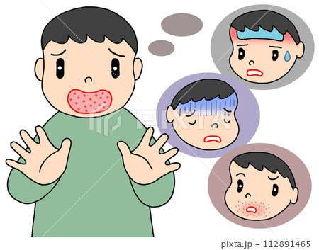 病気・疾病のイラスト - 手足口病・ウイルス性感染症・ウイルス性疾患 病気・疾病のイラスト - 手足口病・ウイルス性感染症・ウイルス性疾患 112891465