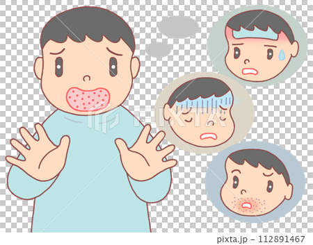 疾病與疾病的插圖-手足口病、病毒感染、病毒性疾病 疾病與疾病的插圖-手足口病、病毒感染、病毒性疾病 112891467