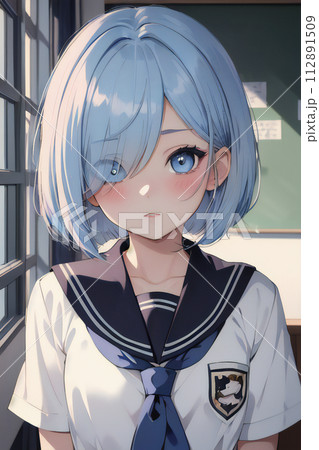 告白寸前の水色髪の女の子 112891509