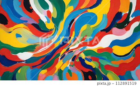 colorful abstract painting,art,カラフルな油絵 アート 112891519