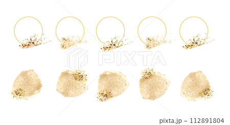 金色のラメをちりばめたあしらいセット ゴールド キラキラ 塗りかけネイル風 金色のラメをちりばめたあしらいセット ゴールド キラキラ 塗りかけネイル風 112891804