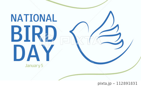 National Bird Day horizontal banner, greeting card, poster, flyer. January 5. Bird silhouette. Ecosystem conservation concept. 112891831
