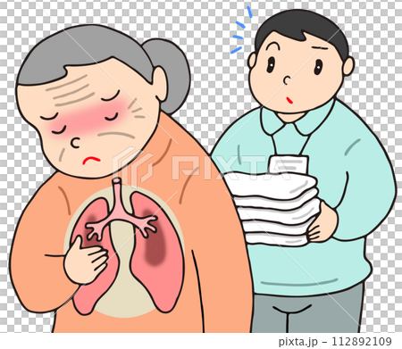 病気・疾病 - 肺炎・高齢者・抵抗力低下・免疫力低下 112892109